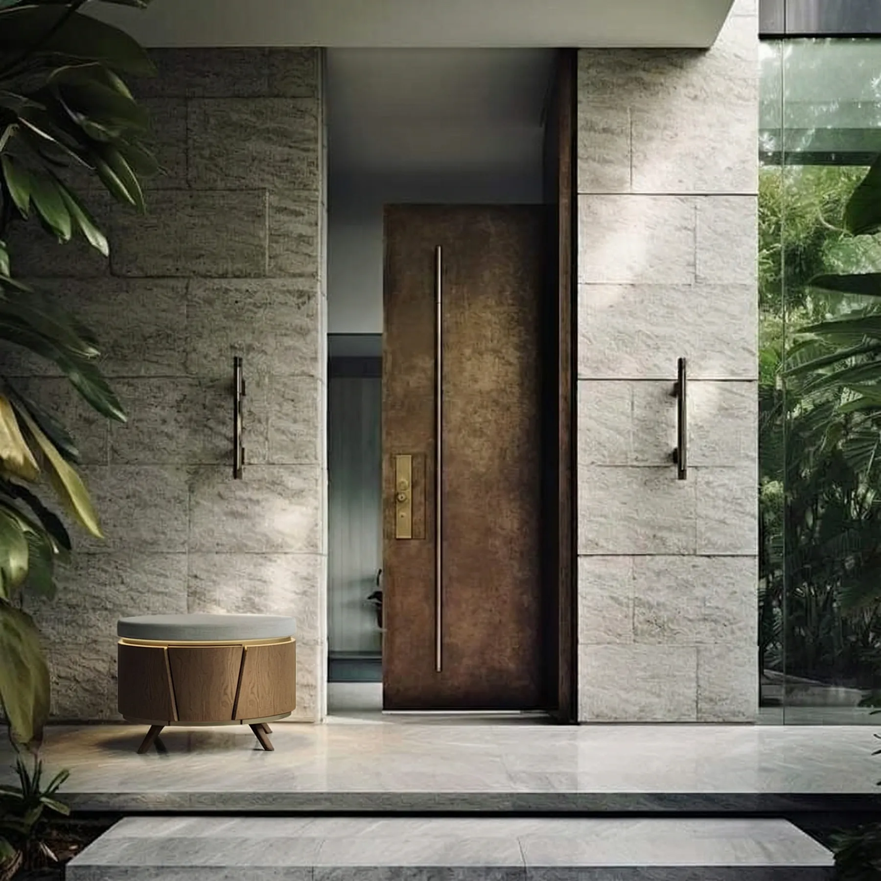 Visualisation: beside a stone entrance.