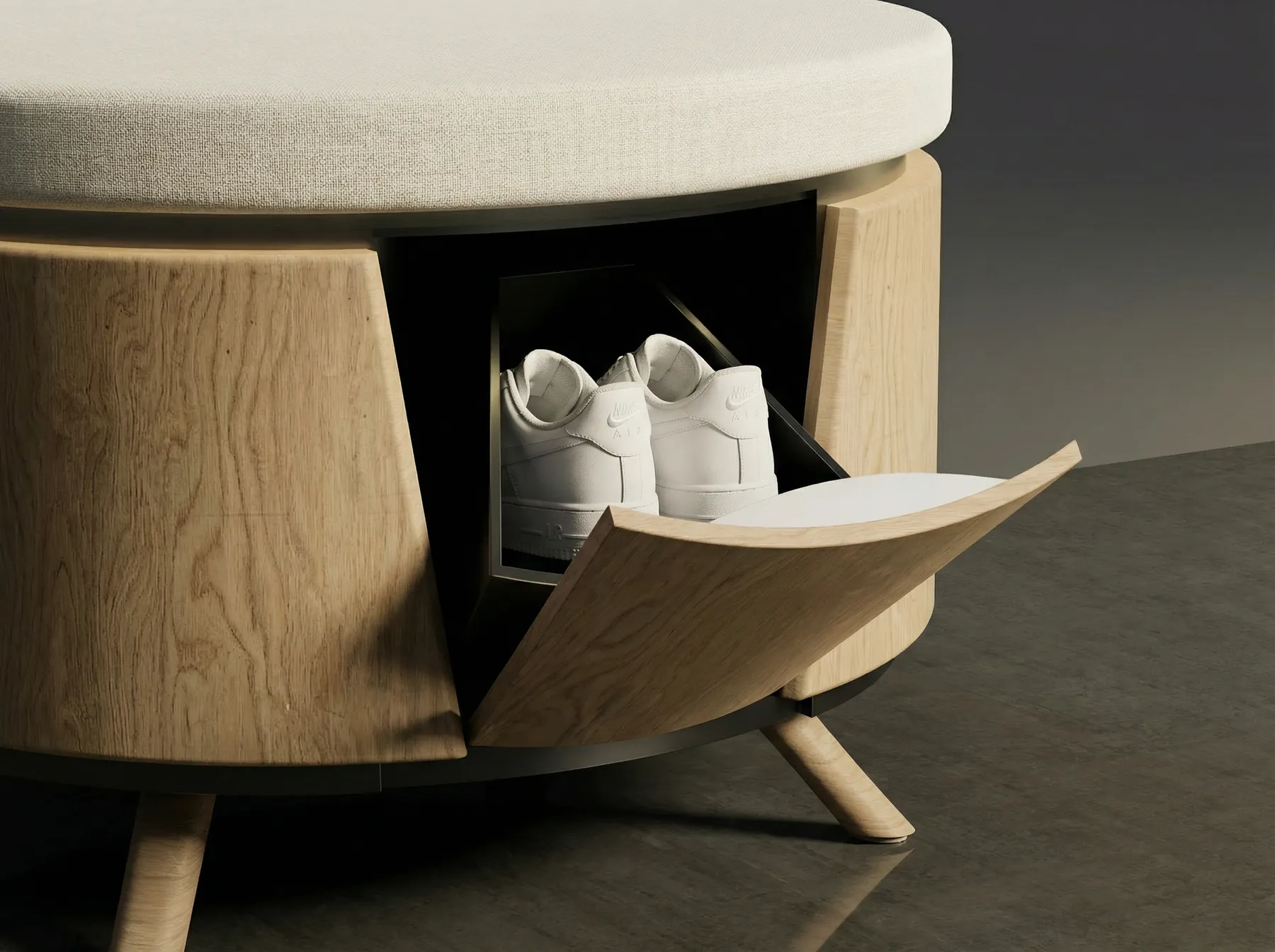 Visualisation: the curved flap, lit from inside.